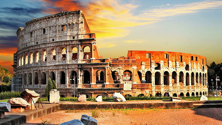 landmark, sky, ancient rome, historic site, tourist attraction