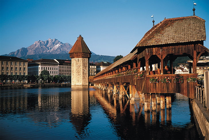 bridge, Switzerland, mountains, built structure, architecture, HD wallpaper