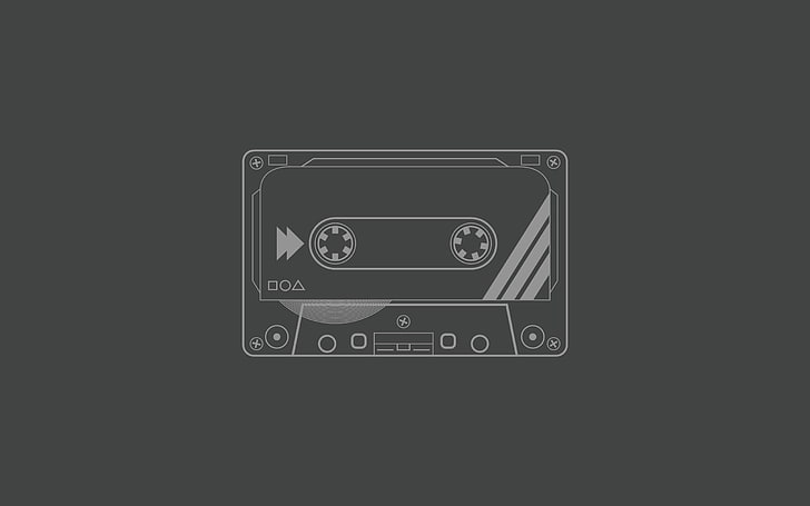 gray cassette tape illustration, artwork, minimalism, audio, music, HD wallpaper