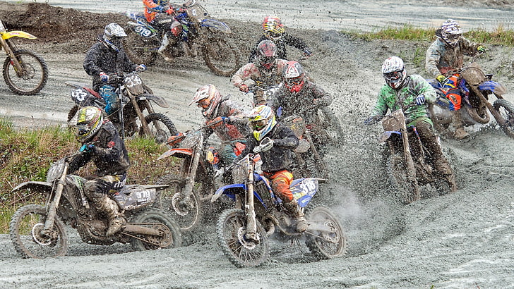 motocross, dirt, racing, vehicle, sport, transportation, sports race, HD wallpaper