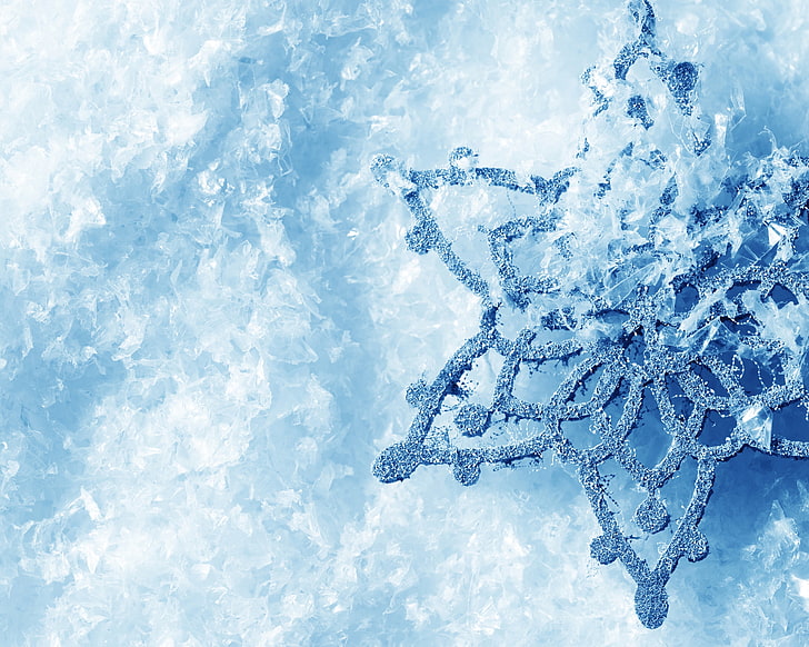 ice frost, snowflake, macro, winter, cold, blue, christmas, cold - Temperature, HD wallpaper