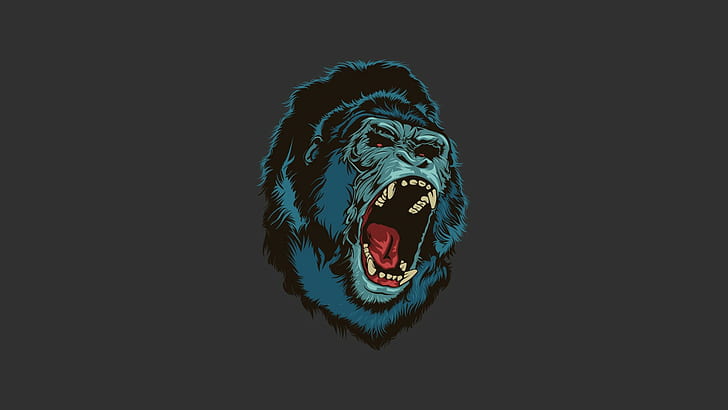 roar, monkey, apes, simple background, HD wallpaper