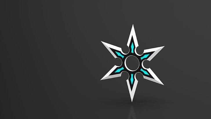 3D, stars, cyan, gray background, simple, copy space, black background, HD wallpaper