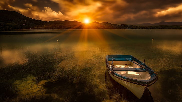 horizon, transparent lake, dawn, atmosphere, morning, calm, HD wallpaper