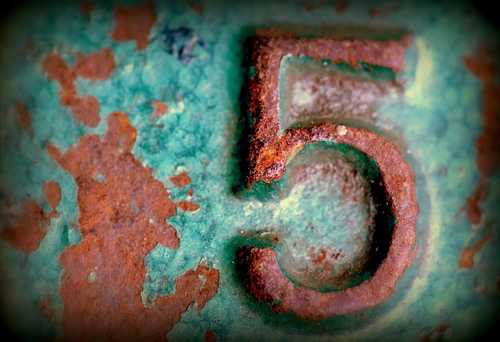 rust, numbers, macro, turquoise, metal, rusty, old, weathered, HD wallpaper