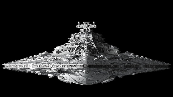grayscale photo of space ship, Star Wars, Star Destroyer, studio shot
