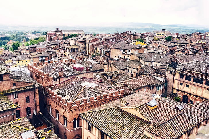 Italy, Pepe Nero, Siena, old building, town, cityscape, rooftops, HD wallpaper