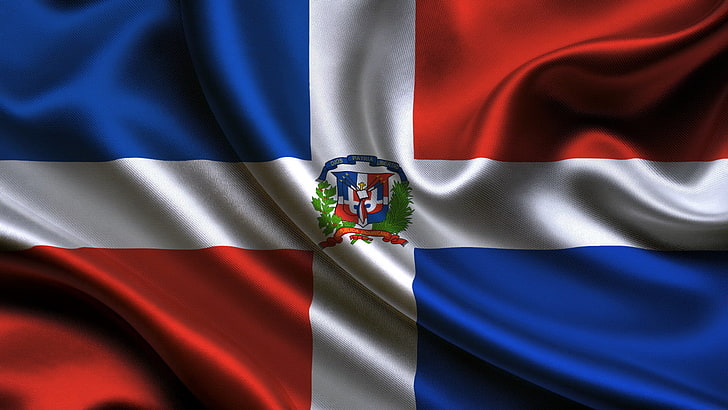 blue, white, and red flag, Republic, Dominican, dominican republic, HD wallpaper