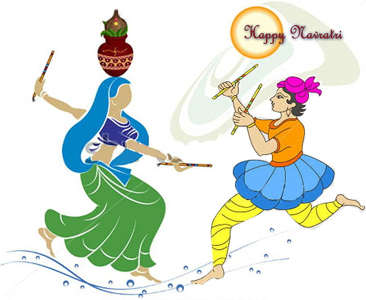 Navratri Celebrations Couple, two women dancing clip art, Festivals / Holidays