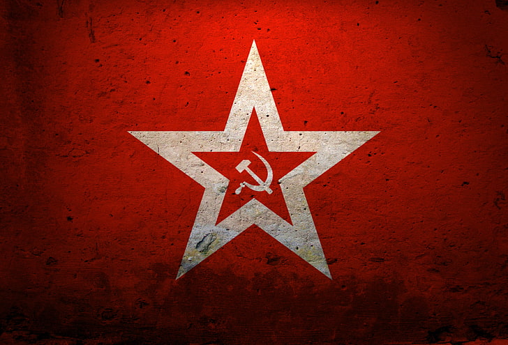 soviet union logo, red, star, USSR, the hammer and sickle, flag, HD wallpaper