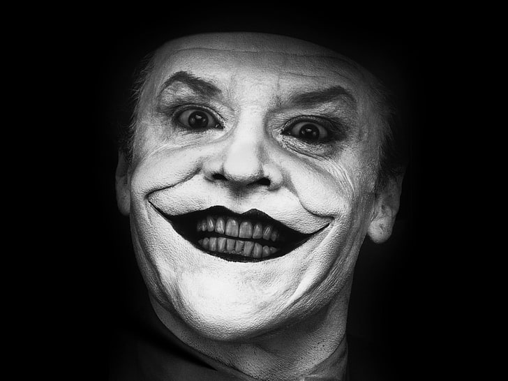 The Joker illustration, Smile, Actor, Jack Nicholson, black And White