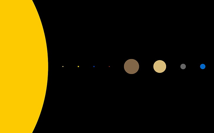 Solar System, night, yellow, copy space, no people, illuminated, HD wallpaper