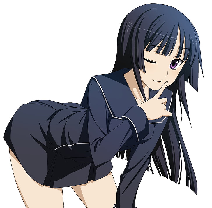 devoted-ram251: front view, anime girl bent over towards the