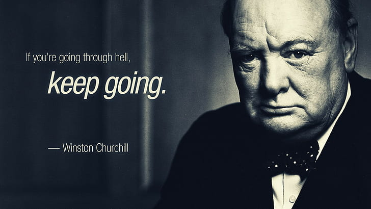 monochrome, motivational, Winston Churchill