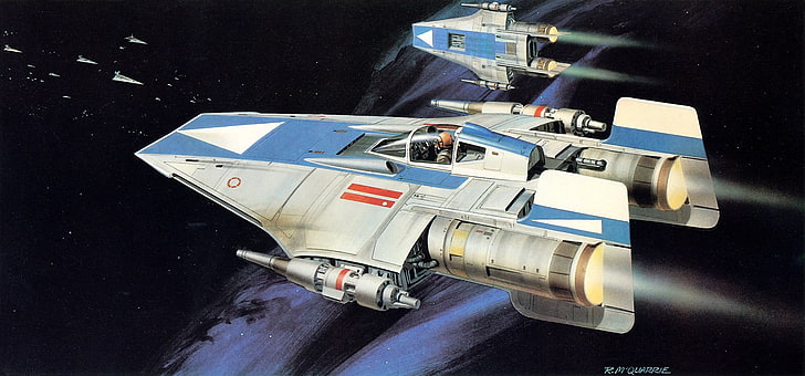 white and blue spaceship, Star Wars, artwork, A-Wing, science fiction