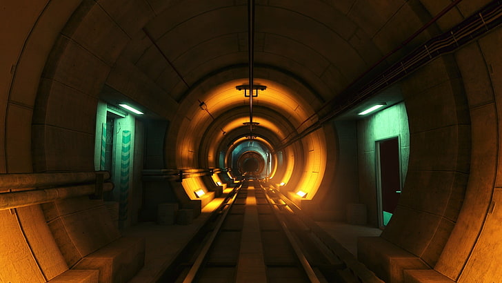 gray concrete train tunnel, Mirror's Edge, screen shot, video games