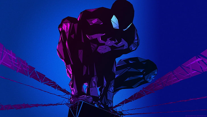 black Marvel Spider-Man illustration, comics, Marvel Comics, blue