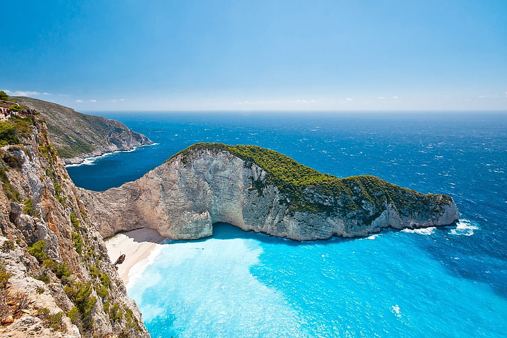 Greece, cliff, sea, clear water, scenics - nature, beauty in nature