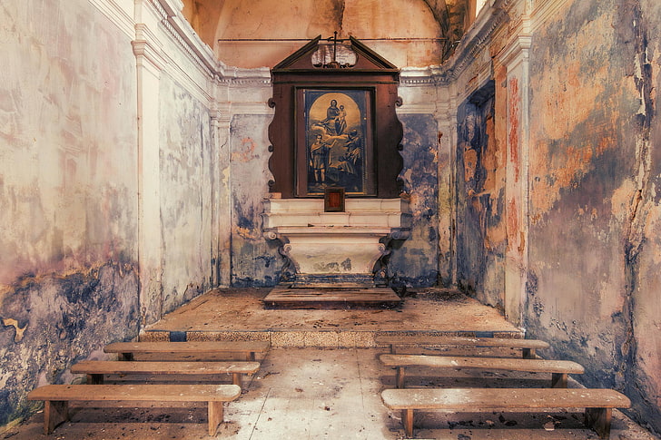 HD wallpaper: interior, the altar, abandoned church | Wallpaper Flare