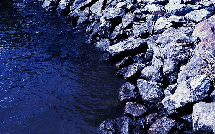stones, nature, water, rock, rock - object, solid, no people, HD wallpaper