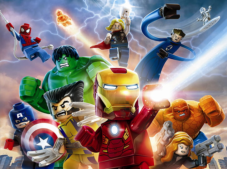 toys, Being, LEGO, Wolverine, IRON MAN, Captain America, superheroes, HD wallpaper