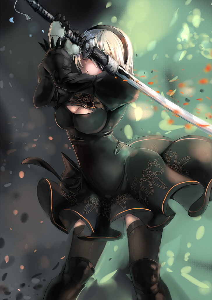 female character holding sword, anime, anime girls, NieR, Nier: Automata, HD wallpaper