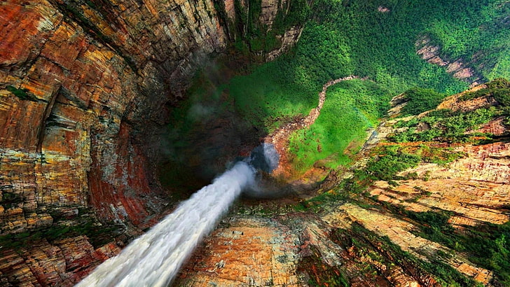 Venezuela, waterfall, landscape, nature, Mount Roraima, canyon, HD wallpaper