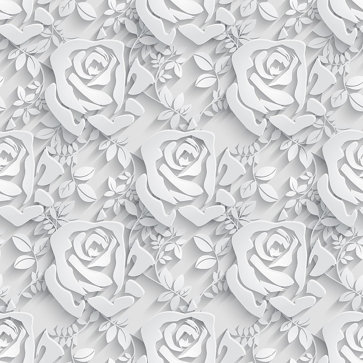 white rose flowers carved decor, roses, pattern, seamless, Floral