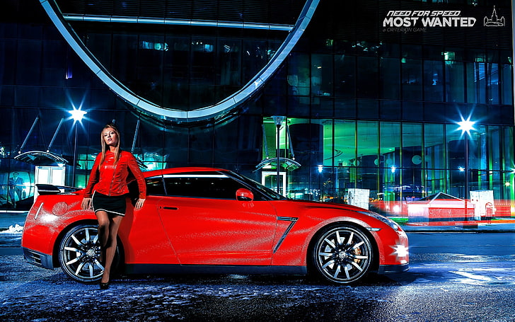 car, vehicle, red cars, women, model, looking at viewer, video games, HD wallpaper