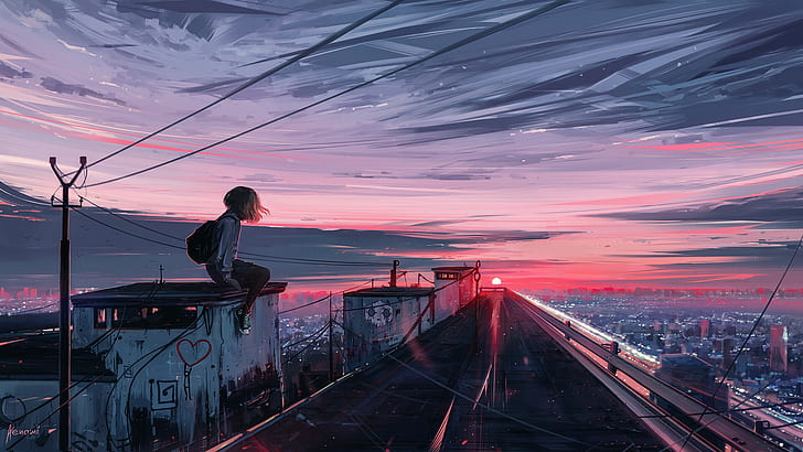 Anime Art Night Sky Scenery 4K wallpaper download