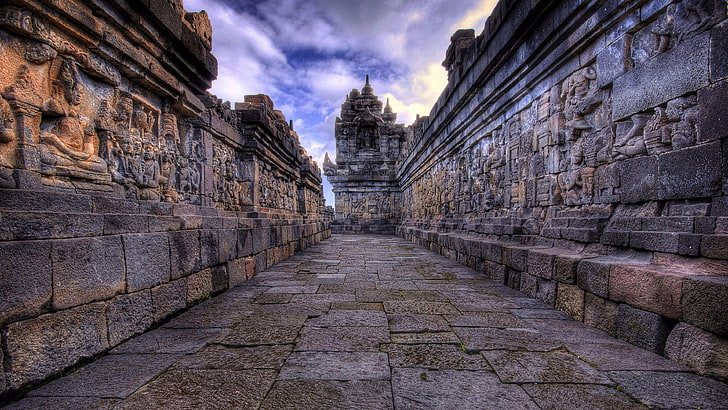sky, historic, angkor wat, ruins, ancient history, building, HD wallpaper