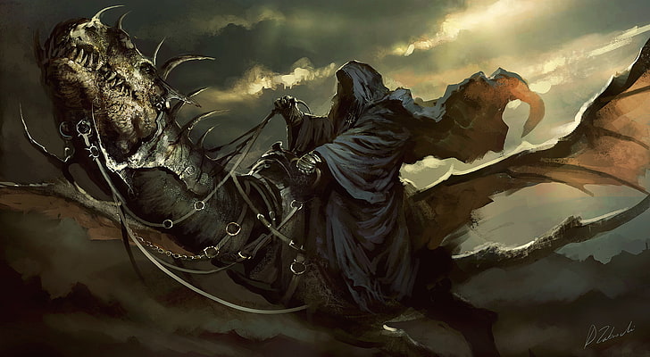 gray dragon illustration, The Lord of the Rings, fantasy art, HD wallpaper