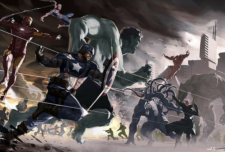 Abomination, Captain America, hulk, Iron man, Red Skull, spider man