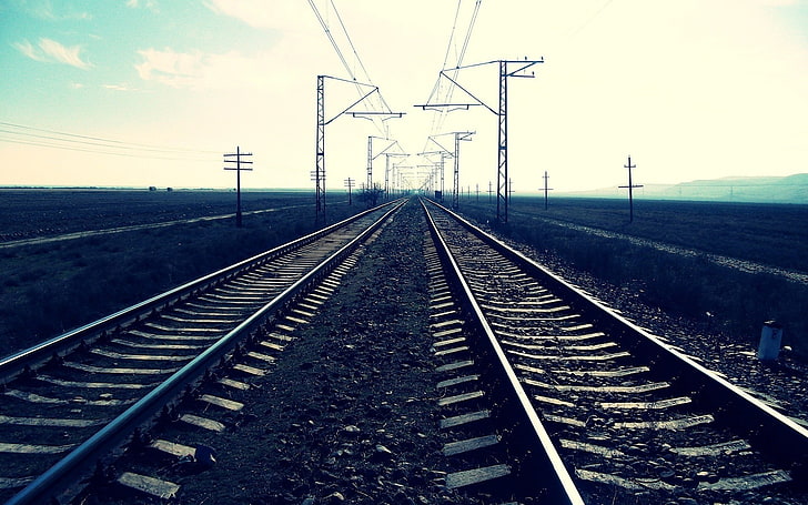 photography, landscape, railway, rail transportation, railroad track, HD wallpaper