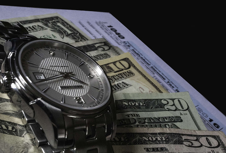 bills, cash, money, taxes, time, united states, watch, finance