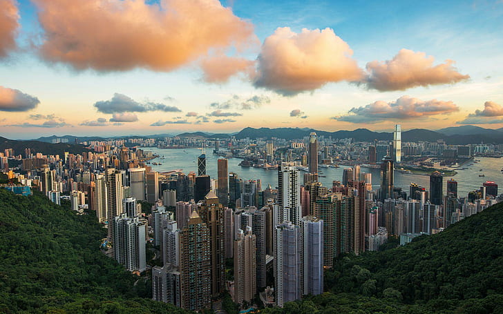 Victoria Harbour, Hong Kong, city skyline, world, 1920x1200, asia, HD wallpaper