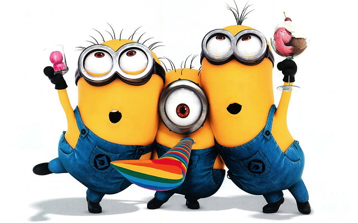Despicable Me wallpaper, minions, animated movies, white background, HD wallpaper