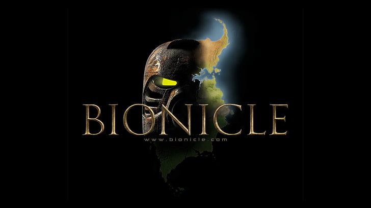 Bionicle digital wallpaper, mask, Toa, island, Mata Nui, text