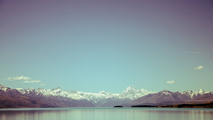 body of water and mountains, landscape, sky, lake, nature, clear sky