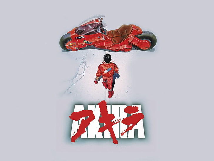 Akira anime character, red, studio shot, indoors, security, protection