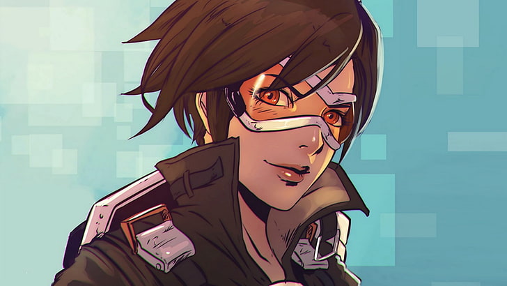 brown-haired female character illustration, Overwatch, Tracer (Overwatch), HD wallpaper