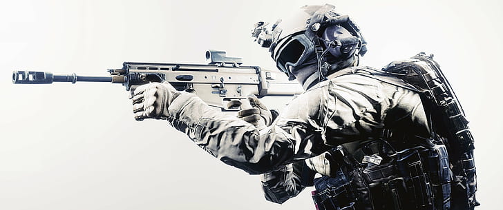 Assault Rifle, military, Simple Background, soldier, Tactical, HD wallpaper