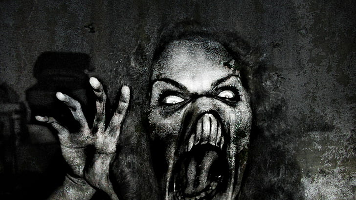 creepy, horror, one person, portrait, real people, fear, headshot, HD wallpaper