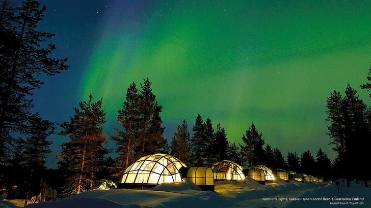 Northern Lights, Kakslauttanen Arctic Resort, Saariselka, Finland, HD wallpaper