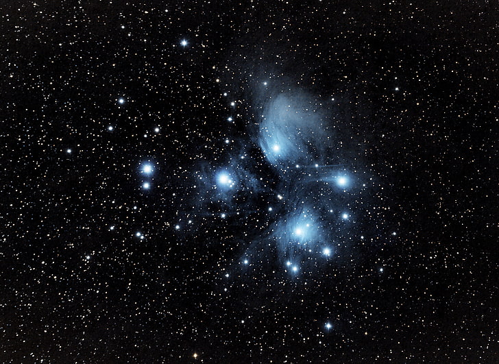 galaxy painting, The Pleiades, M45, star cluster, in the constellation of Taurus