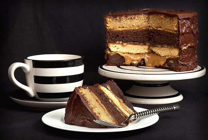 chocolate cake, biscuit, layer, dessert, food, sweet Food, brown