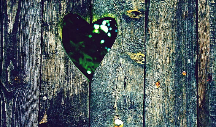 Wood Wall Heart, brown wooden fence with cut out heart shape, HD wallpaper