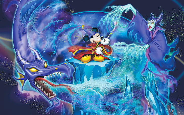 Mickey Mouse Cartoons Battle Against Evil Fine Art Walt Disney Desktop Hd Wallpaper Full Screen 1920×1200