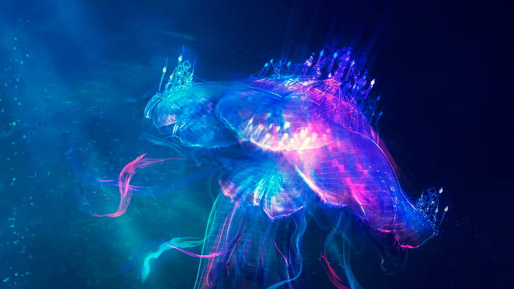 illuminating, illuminate, medusa, light, marine biology, glowing, HD wallpaper