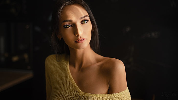 sweater, Kseniya Alekseevskaya, Sergey Fat, women, face, portrait, HD wallpaper